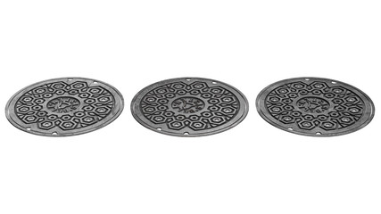 Manhole city, old retro style. 3D rendering