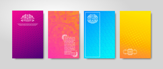 Minimal gradient cover design. Abstract color geometric patterns with linear texture