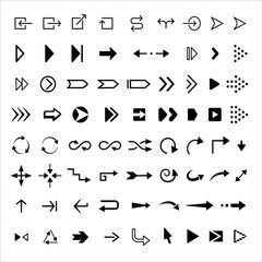 Vector collection of arrows. Black arrow down and up, right
