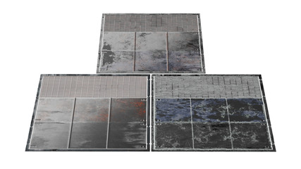 Steel sheet old silver floor. 3D rendering