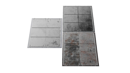 Steel sheet old silver floor. 3D rendering
