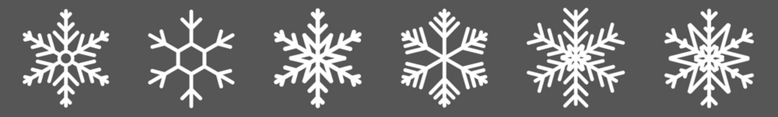 Snowflake Icon White | Snowflakes | Ice Crystal Winter Symbol | Christmas Logo | Xmas Sign | Variations