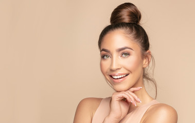 Female face with healthy natural skin