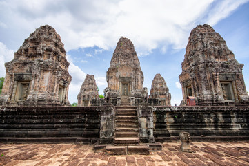 Fototapeta premium Siem Reap / Cambodia - May 27 / 2019 : east mebon temples at angkor wat temple complex