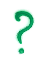 Graffiti question mark sign sprayed on white isolated background