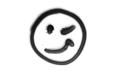 Graffiti smile sign sprayed on white isolated background