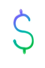 Graffiti dollar sign sprayed on white isolated background