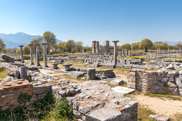 Fototapeta na wymiar Ancient Ruins at archaeological area of Philippi, Greece