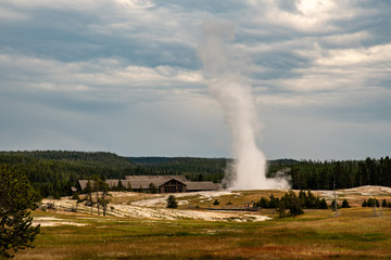 Iconic geyser in Yellowstone, the old Faitful
