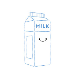 Vector illustration of a carton of milk with a cute face.