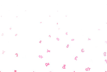 Light Pink, Yellow vector pattern with symbols of currency.