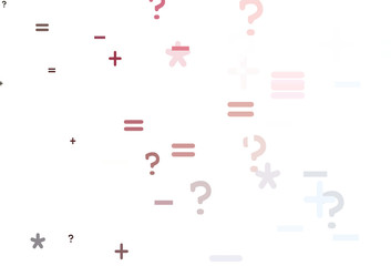 Light Pink, Red vector background with math elements.
