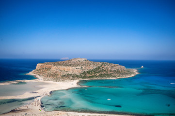 The view of Balos Lagoon with turquoise waters in Creta Island, Greece