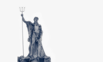 Fototapeta na wymiar The mighty god of the sea and oceans Neptune (Poseidon) The ancient statue against white background.