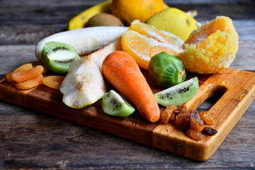 Fruit cooked for slicing fruit salad.