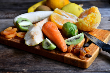 Fruit cooked for slicing fruit salad.