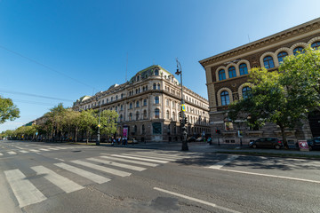 Budapest, Hungary - October 01, 2019: Andrassy Avenue (Hungarian: Andrássy út) is a boulevard in Budapest, Hungary, dating back to 1872. Budapest streets.