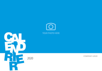New Year Calendar 2020 French language cover modern template blue background