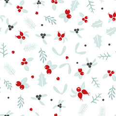 Vintage Christmas seamless pattern background winter nature design