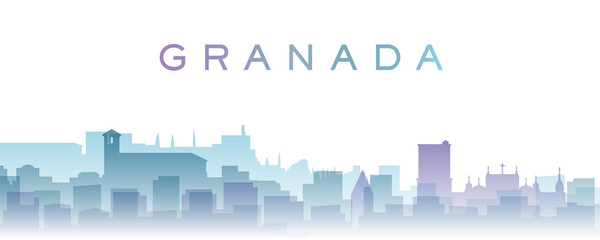 Fototapeta na wymiar Granada Transparent Layers Gradient Landmarks Skyline