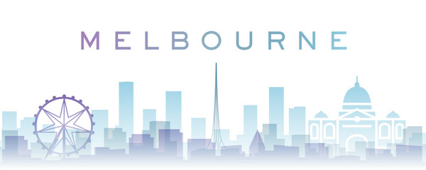 Naklejka premium Melbourne Transparent Layers Gradient Zabytki Skyline
