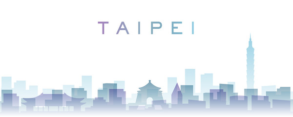 Fototapeta premium Taipei Transparent Layers Gradient Zabytki Skyline