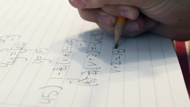 4K: Teen Girl Doing Algebra Homework