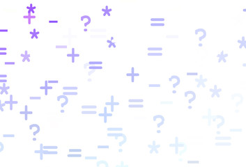 Light Purple vector texture with mathematic symbols.