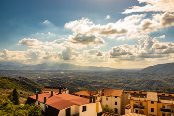 Bellegra, Rome, Lazio, Italy - The panorama seen from Bellegra, with the Prenestini mountains and...
