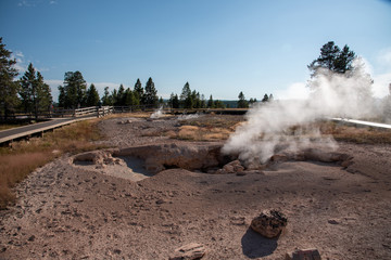 Geothermal feature at old faithful area at Yellowstone National Park (USA)
