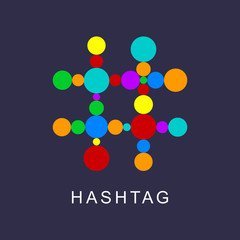 Hashtag symbol cross plus logo sign icon template design element. Colorful hashtag