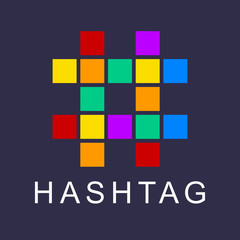 Hashtag symbol cross plus logo sign icon template design element. Colorful hashtag
