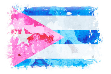 Szkic flagi narodowej Kuby na białym tle