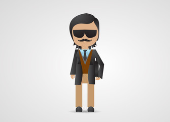 Mafia Gangster Cartoon Vector. Business Man - Isolated On Gray Background. Mafia Mob Character Design, Vector Illustration. Cartoon Gangster Mafia. Avatar Man Icon