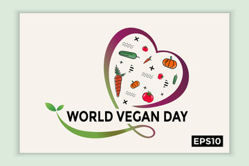 World vegan day in text form, can be used for backgrounds, banners, web templates, leaflets, on November holidays.