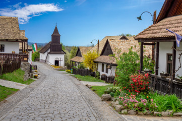 spring time in Hollókő Holloko Hungary famous for easter celebration and its old traditional...