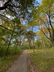 Mont Royal Park, Montreal - Canada. Park around the city of Montreal in Quebec. Simply gorgeous! Nature is beautiful and alive in connection with the city. September 2019.