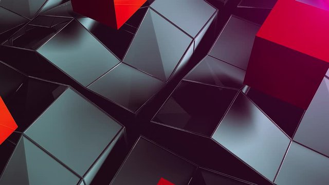 Many rising and turning cubes with shadows, computer generated modern abstract background, 3d rendering