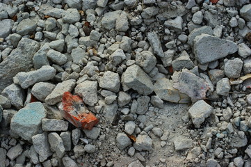 Broken concrete block, construction waste for industrial