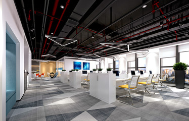 3d render of modern working office