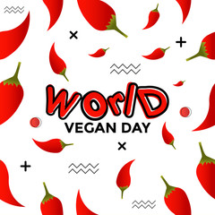 World vegan day in text form, can be used for backgrounds, banners, web templates, leaflets, on November holidays.