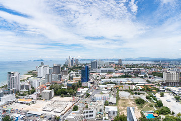 View at Pattaya city from high floor at viewpoint in summer day.