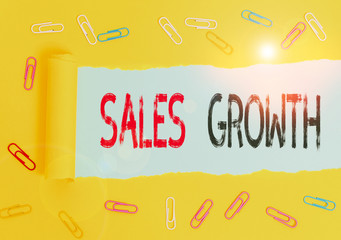 Handwriting text Sales Growth. Conceptual photo ability to increase revenue over a fixed period of...