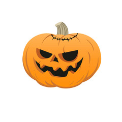 Halloween pumpkin with face flat design illustration art