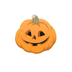 Halloween pumpkin with smiling face flat design vector illustration