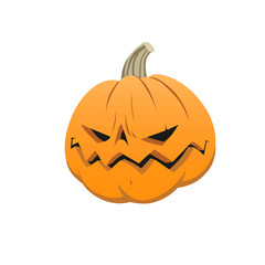 Halloween frowning pumpkin flat design vector illustration