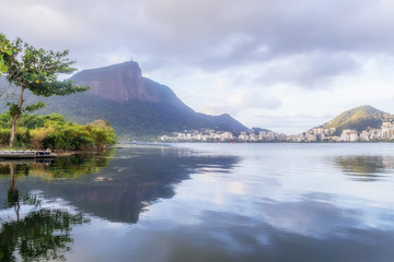 Cityscape of Rio de Janeiro, with the Lagoa and the corcovado mountain, Brazil - 295186553