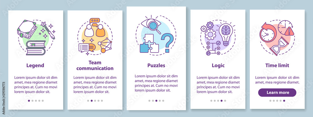Wall mural escape room onboarding mobile app page screen with linear concepts. quest game. team communication, 