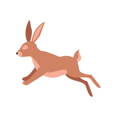 cartoon rabbit jumping icon, flat design