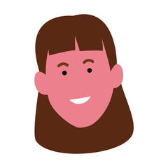 Cartoon happy woman face icon